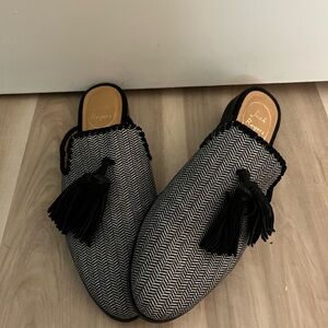 Jack Rogers Black and White Mules